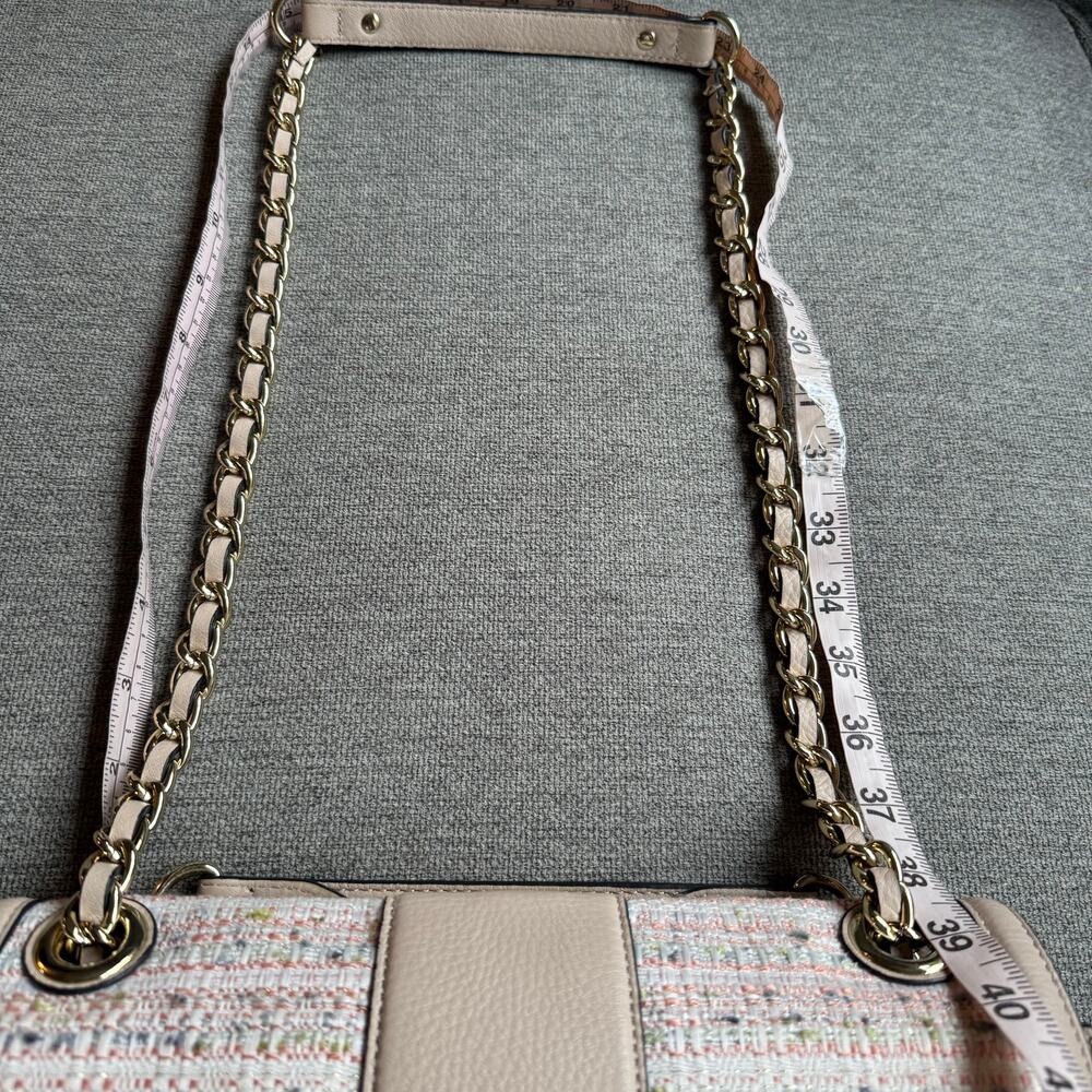 Karl Lagerfeld Beige Tweed Details Shoulder Crossbody Bag Purse - Picture 12 of 12